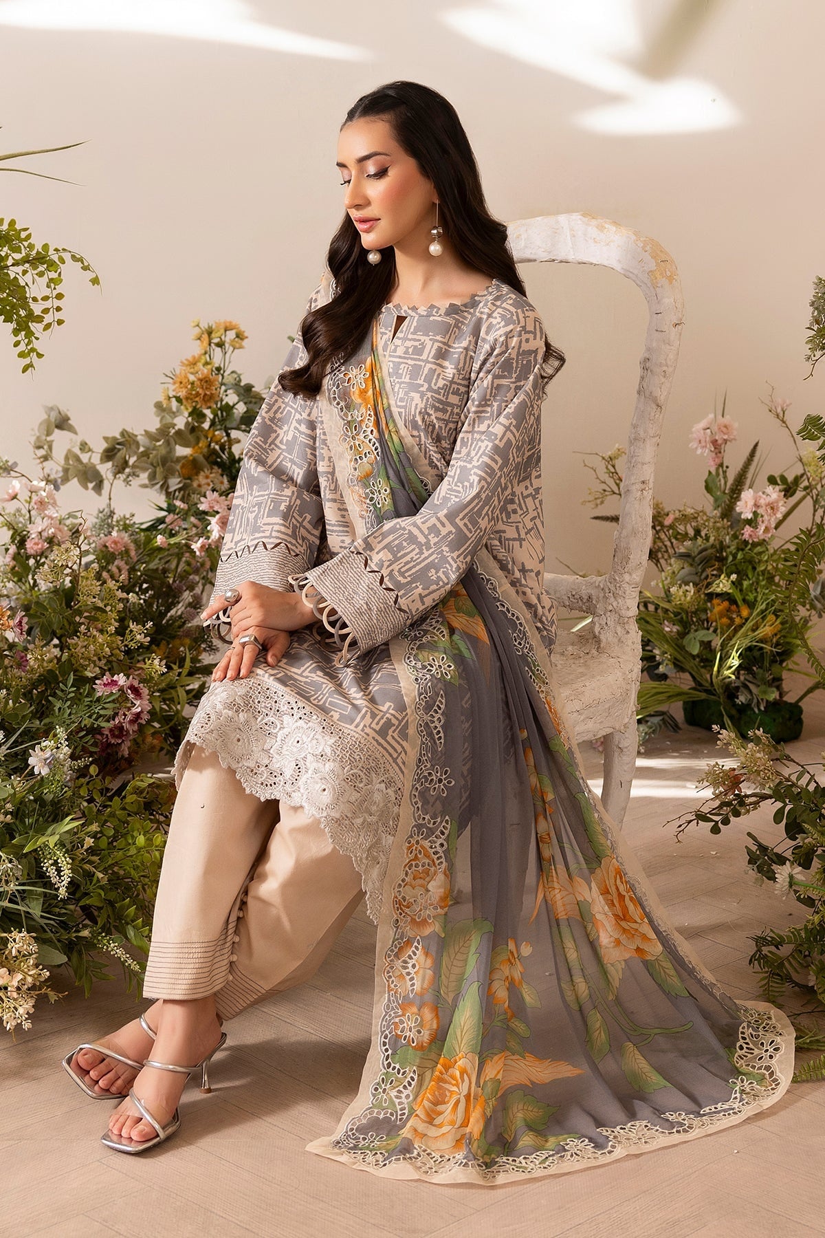 CHARIZMA BASICS EMBROIDERED LAWN WITH EMBROIDERED LAWN DUPATTA 2025