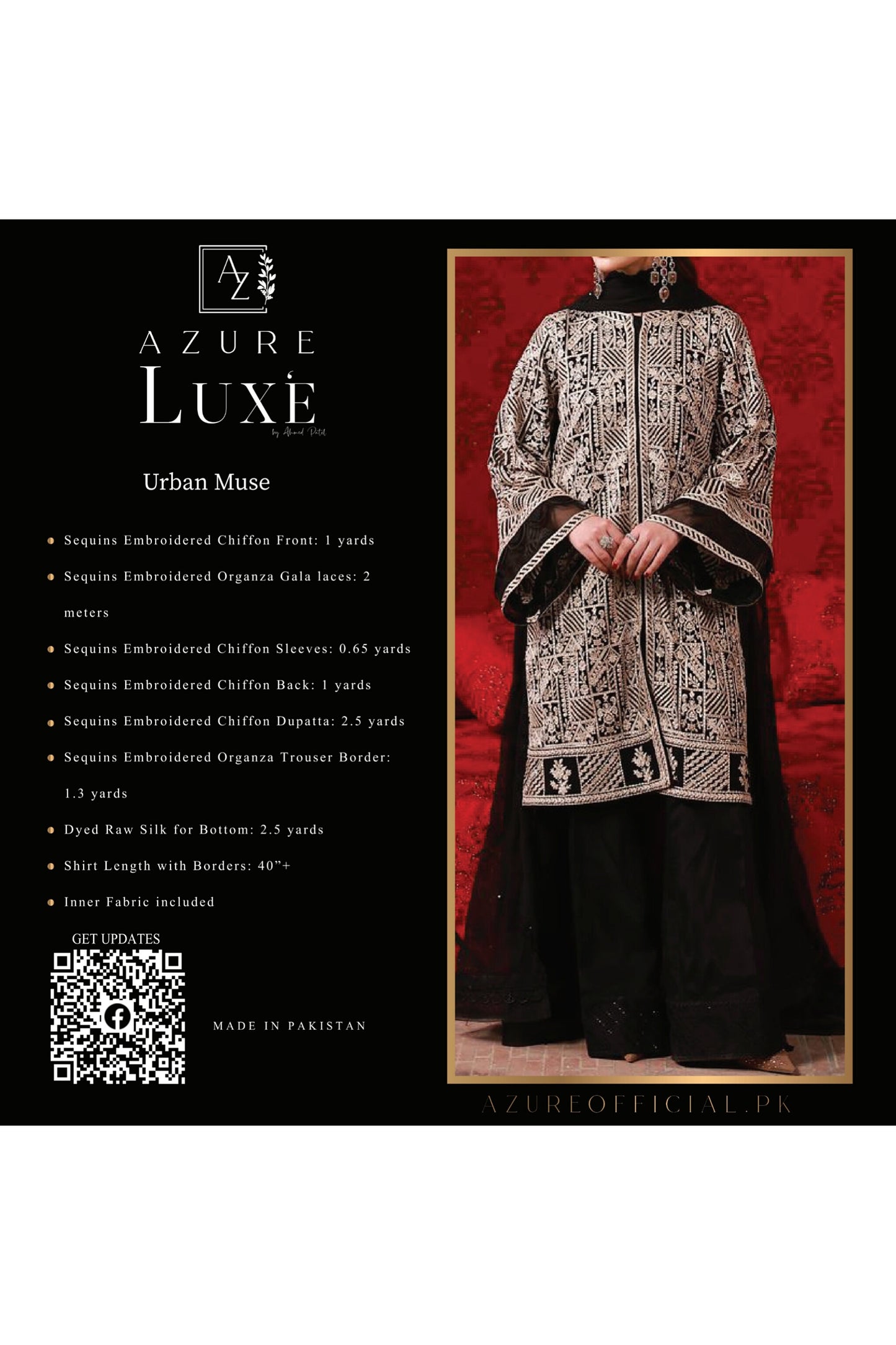 AZURE MAYA ALI LUXE EMBROIDERED CHIFFON COLLECTION 2025