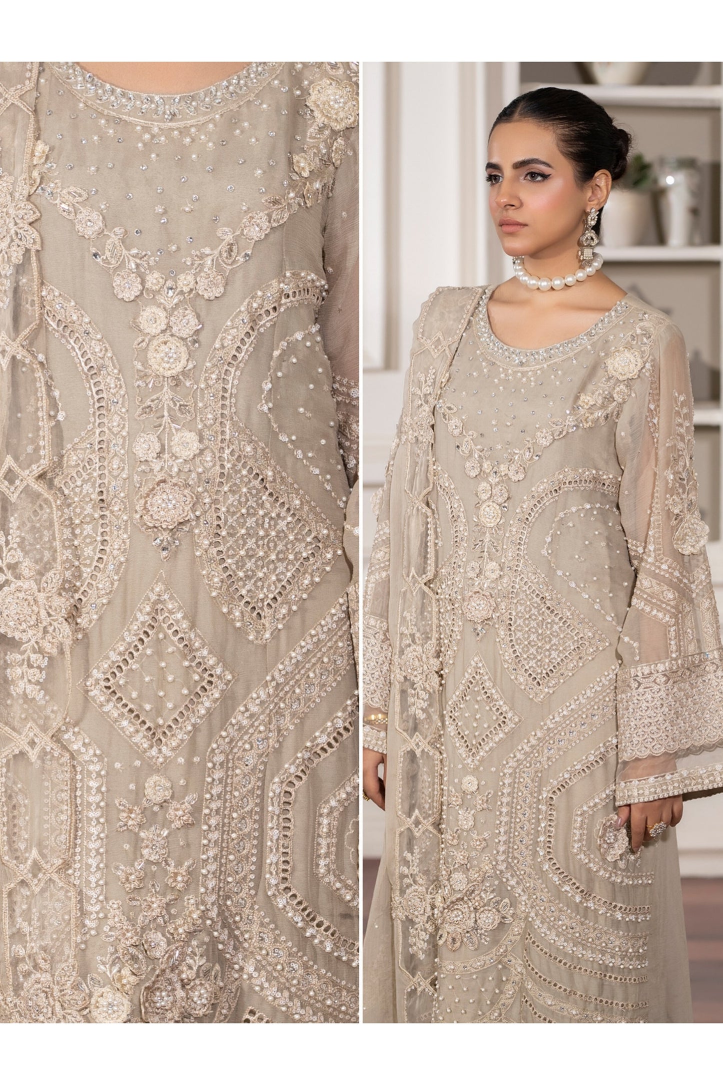 MAHAJBEEN EMBROIDERED CHIFFON SEMI STITCHED COLLECTION 2025