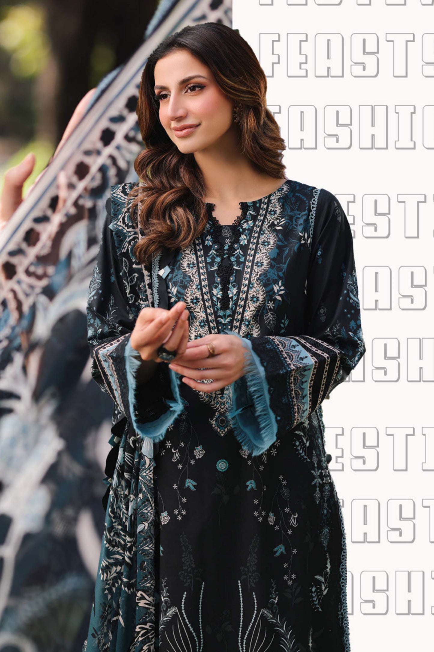 JADE URBANE DIGITAL LAWN CHIFFON DUPATTA SS 25