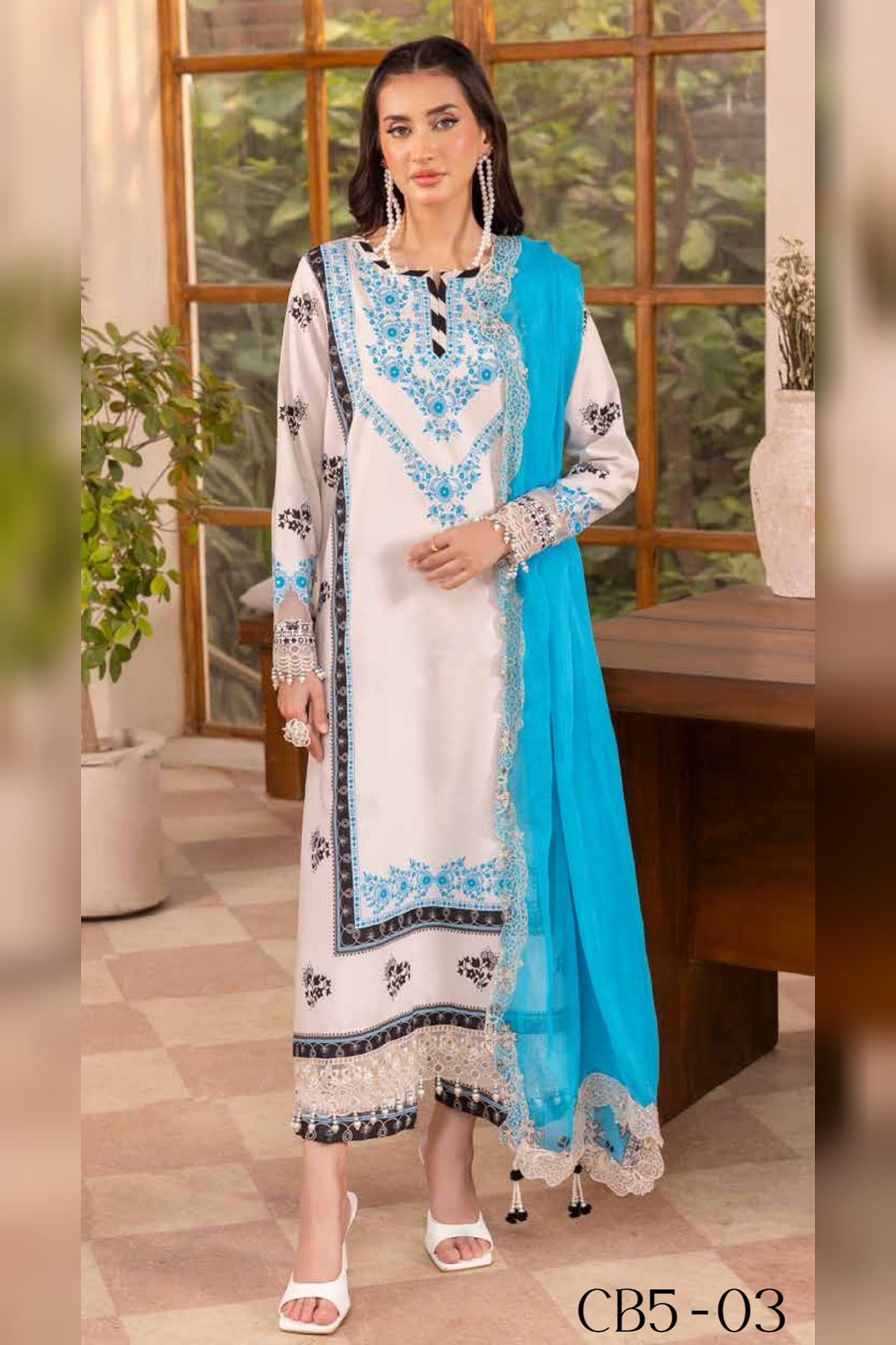 CHARIZMA BASICS EMBROIDERED LAWN WITH EMBROIDERED LAWN DUPATTA 2025