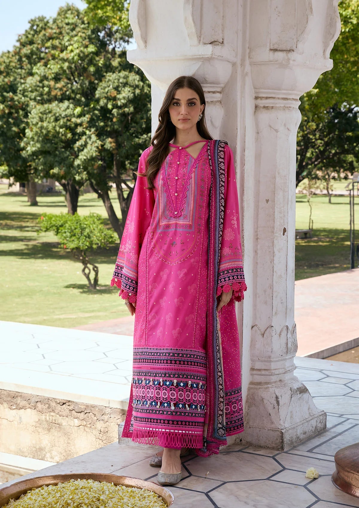 [ SUIT O ] - KAHF AANGAN LUXURY PRINT LAWN WITH CHIFFON DUPATTA 2026