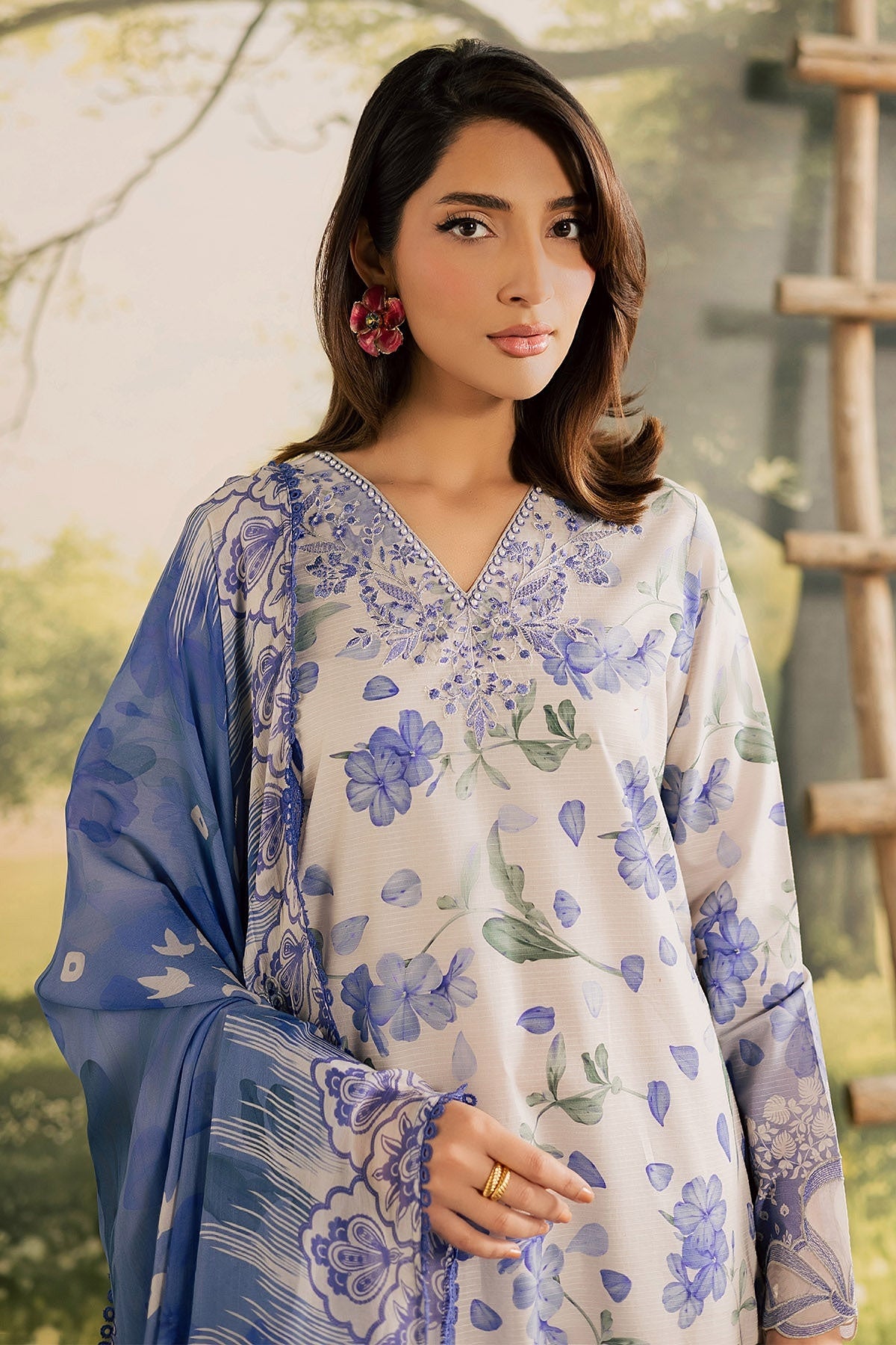 [ SUIT D ] - NUREH BLOOM LAWN EMBROIDERED AND PRINTED DORIYA COLLECTION 2026