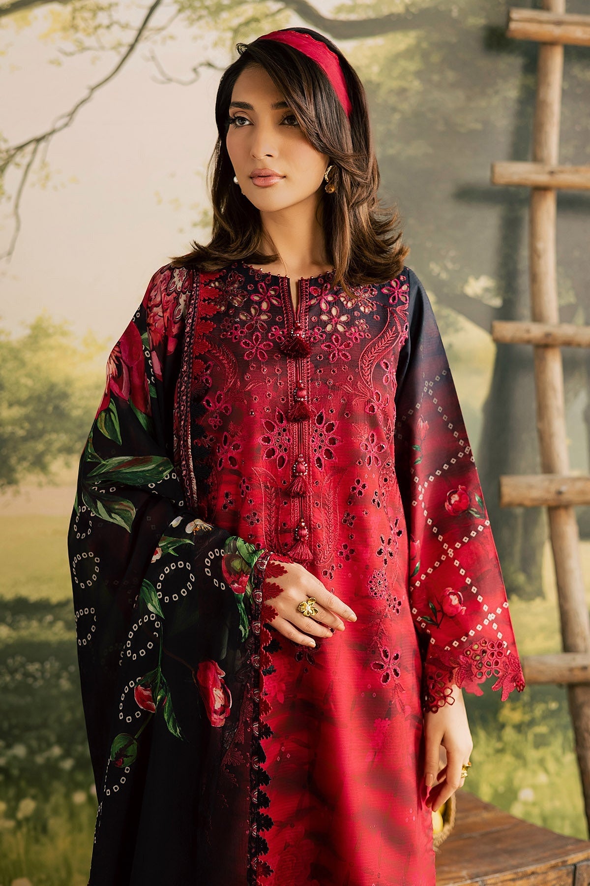 [ SUIT C ] - NUREH BLOOM LAWN EMBROIDERED AND PRINTED DORIYA COLLECTION 2026