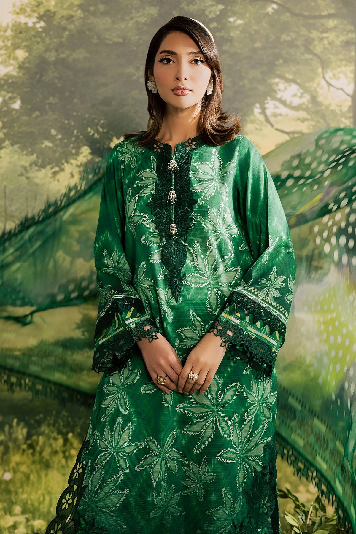 [ SUIT E ] - NUREH BLOOM LAWN EMBROIDERED AND PRINTED DORIYA COLLECTION 2026