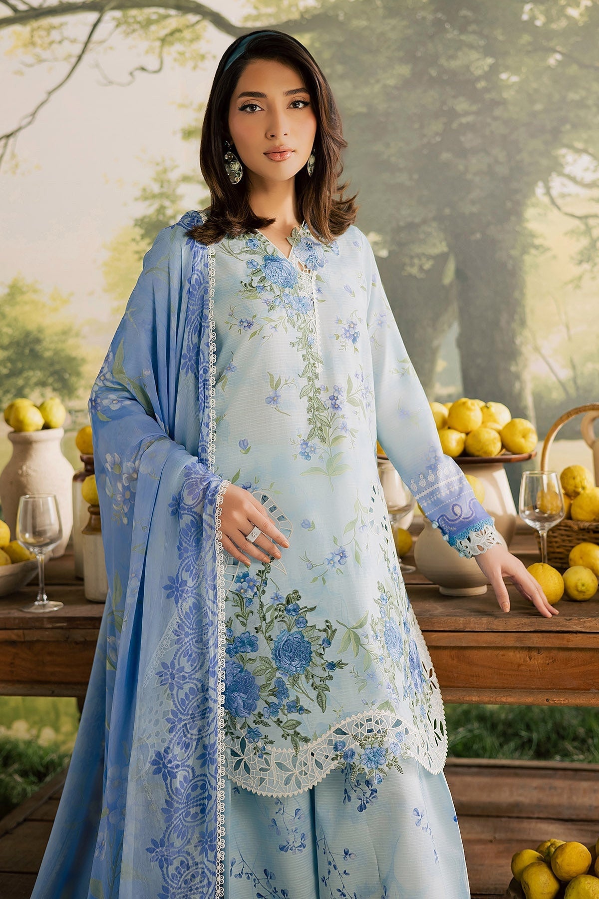 [ SUIT B ] - NUREH BLOOM LAWN EMBROIDERED AND PRINTED DORIYA COLLECTION 2026