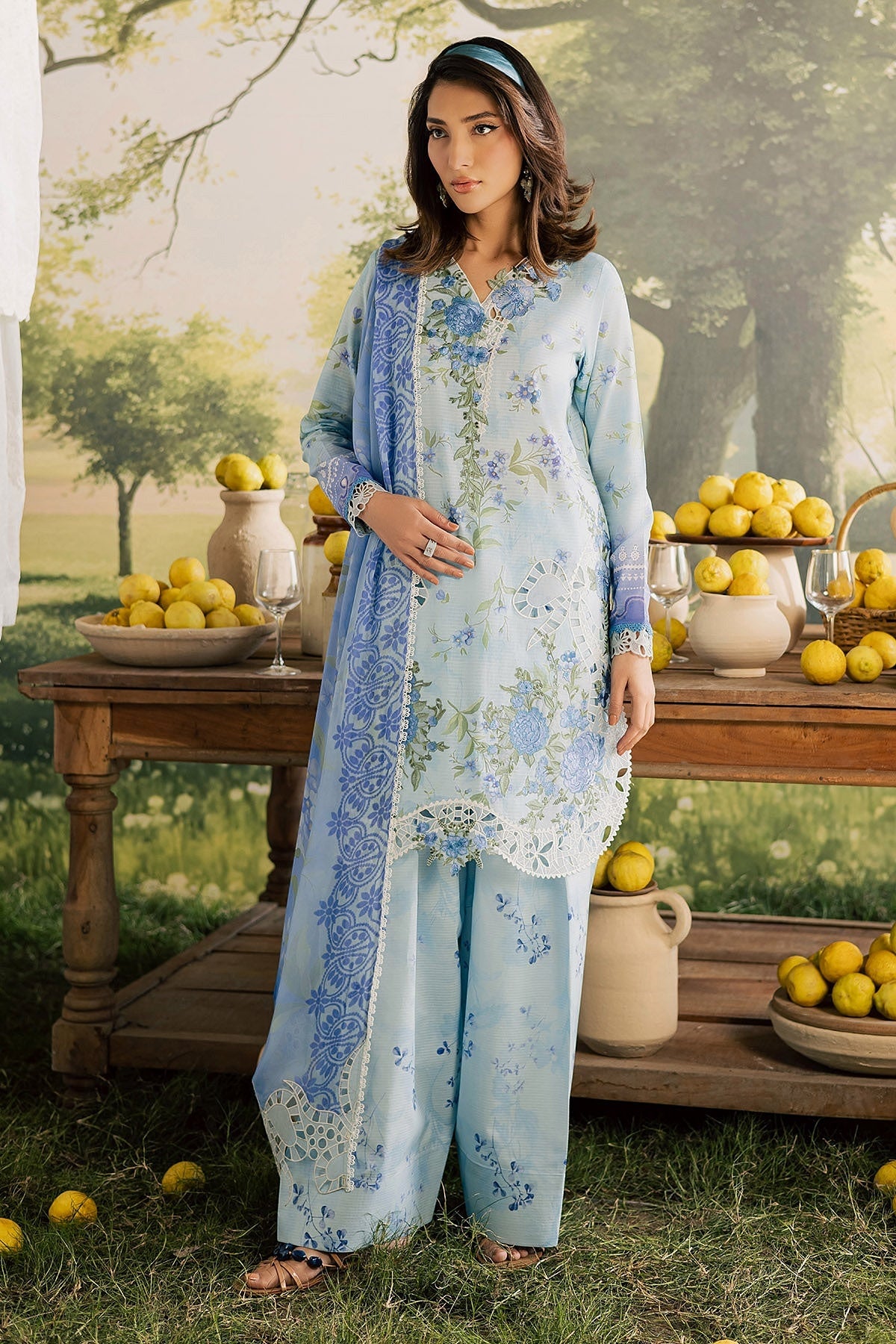 [ SUIT B ] - NUREH BLOOM LAWN EMBROIDERED AND PRINTED DORIYA COLLECTION 2026