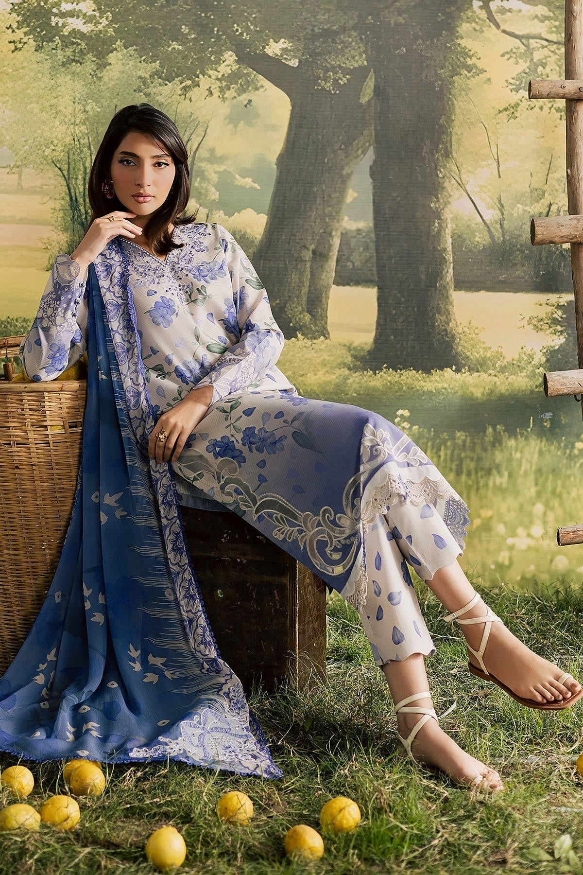 [ SUIT D ] - NUREH BLOOM LAWN EMBROIDERED AND PRINTED DORIYA COLLECTION 2026
