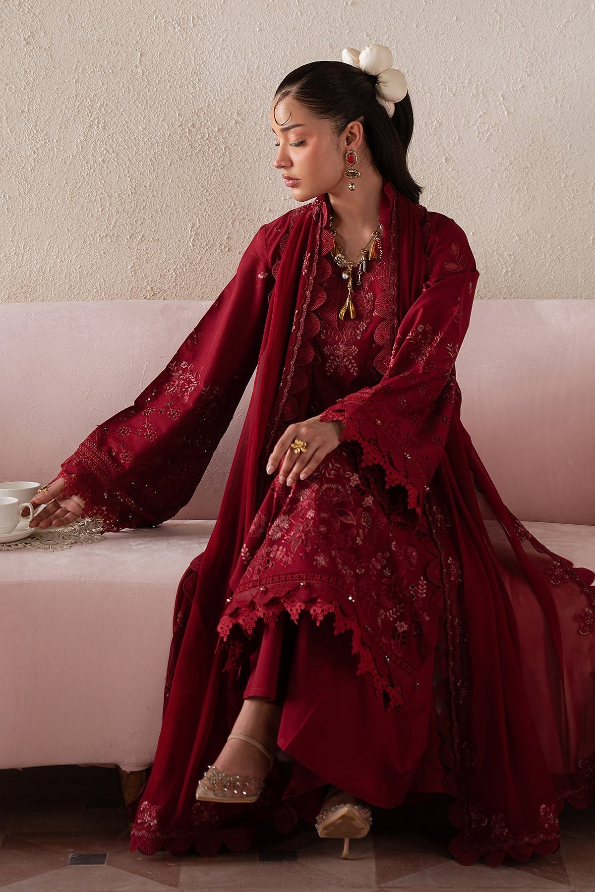 [ SUIT A ] - NUREH FEYA EMBROIDERED LAWN WITH EMBROIDERED CHIFFON DUPATTA COLLECTION 2026