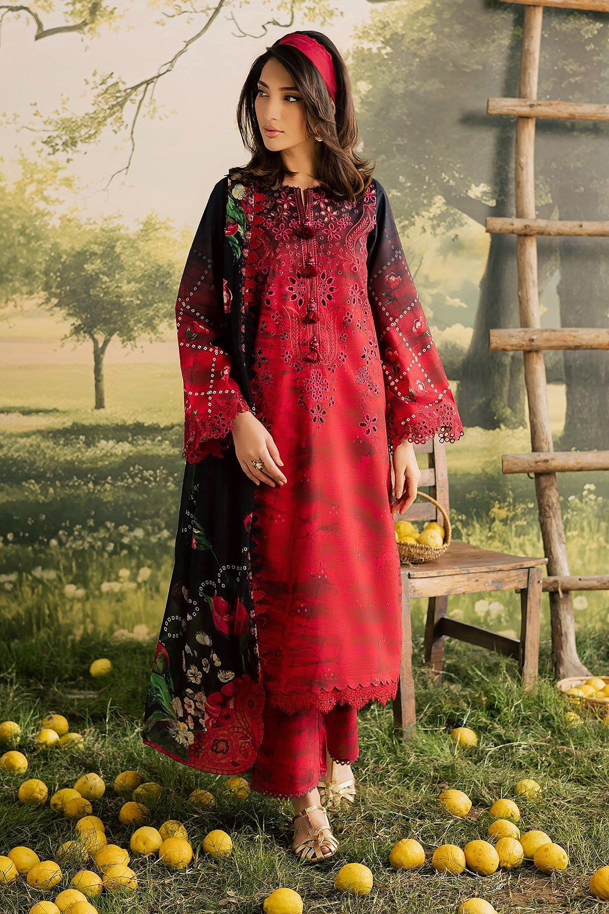 [ SUIT C ] - NUREH BLOOM LAWN EMBROIDERED AND PRINTED DORIYA COLLECTION 2026