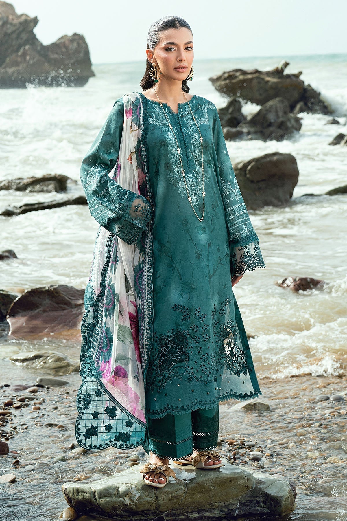 [ SUIT B ] - NUREH GARDENIA LAWN EMBROIDERED AND PRINTED 2026