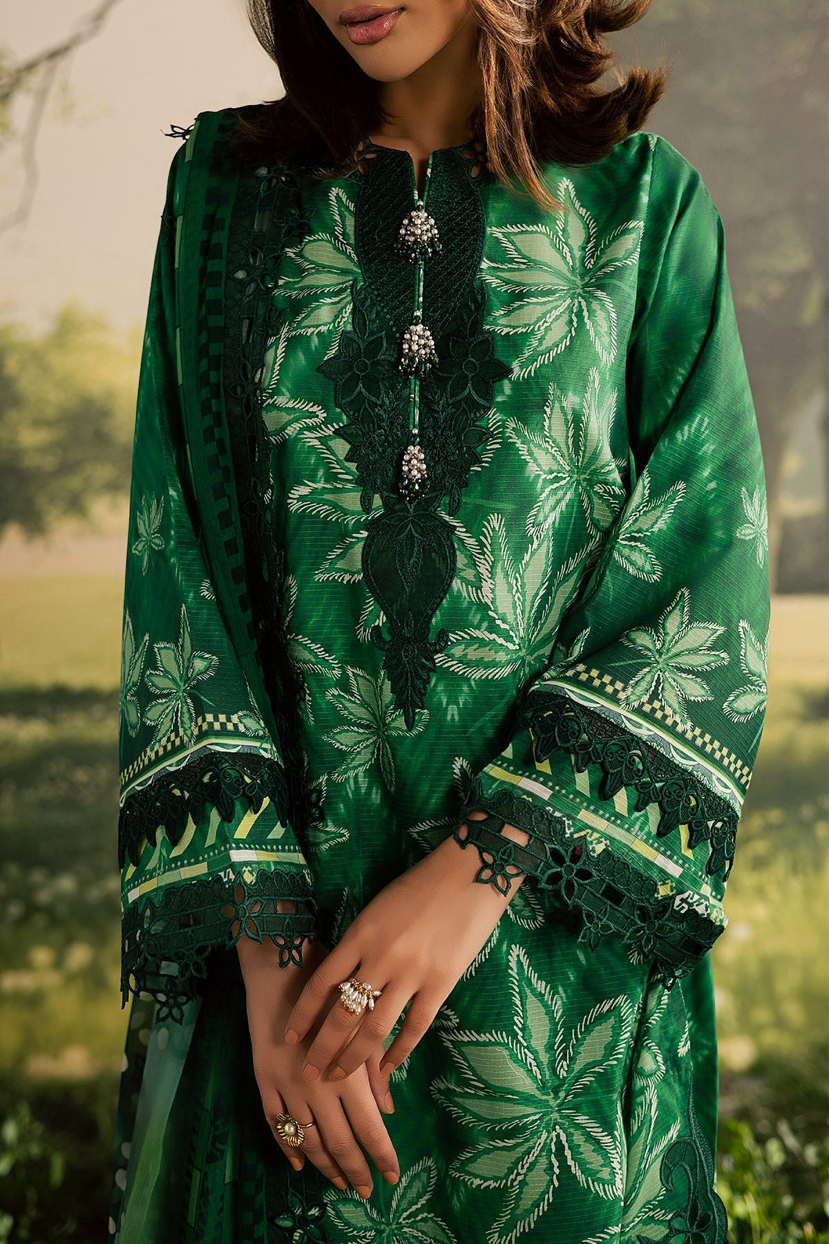 [ SUIT E ] - NUREH BLOOM LAWN EMBROIDERED AND PRINTED DORIYA COLLECTION 2026