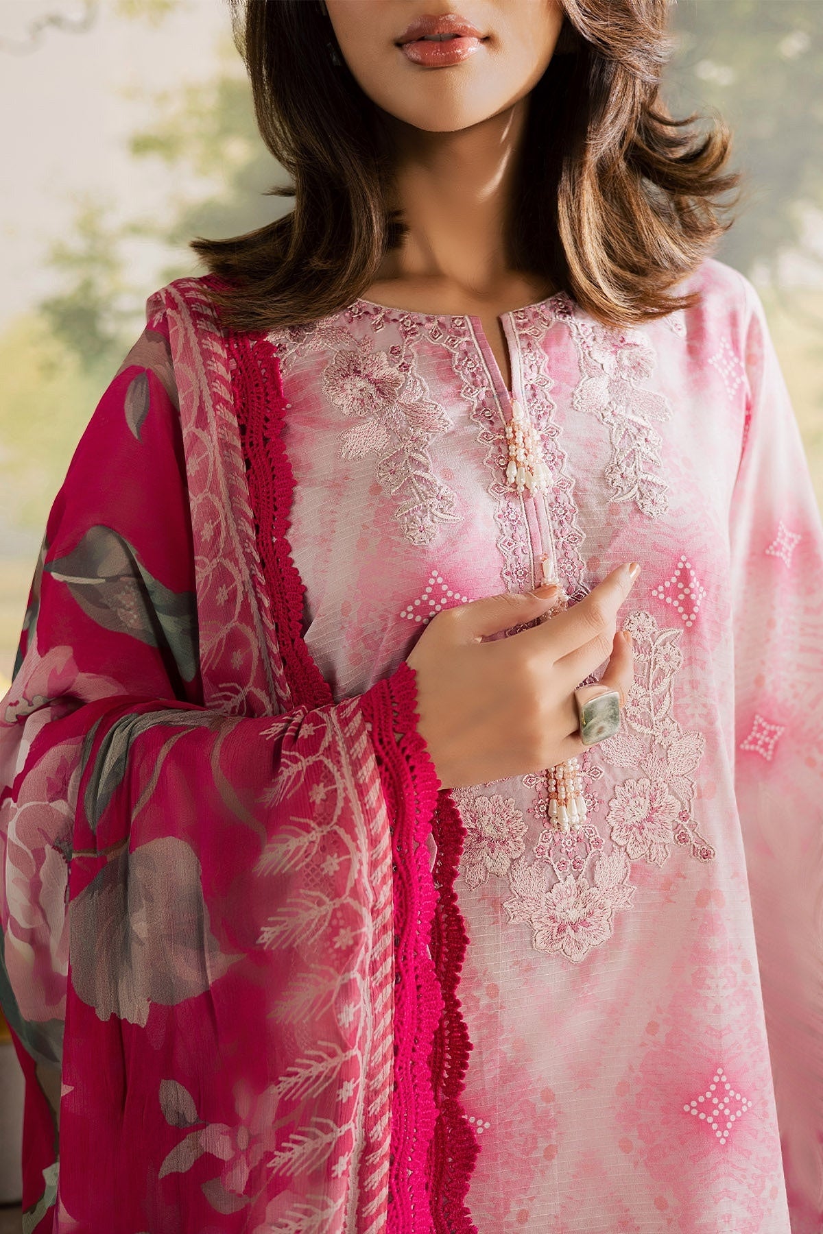 [ SUIT A ] - NUREH BLOOM LAWN EMBROIDERED AND PRINTED DORIYA COLLECTION 2026
