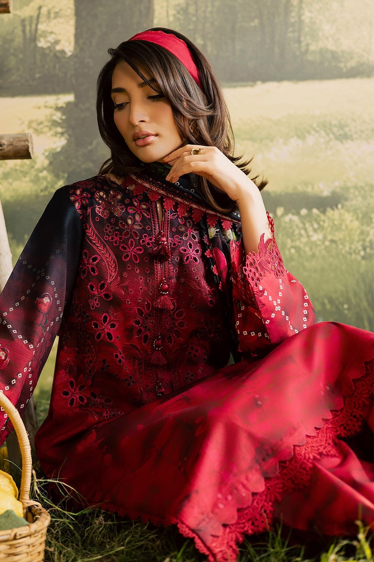 [ SUIT C ] - NUREH BLOOM LAWN EMBROIDERED AND PRINTED DORIYA COLLECTION 2026
