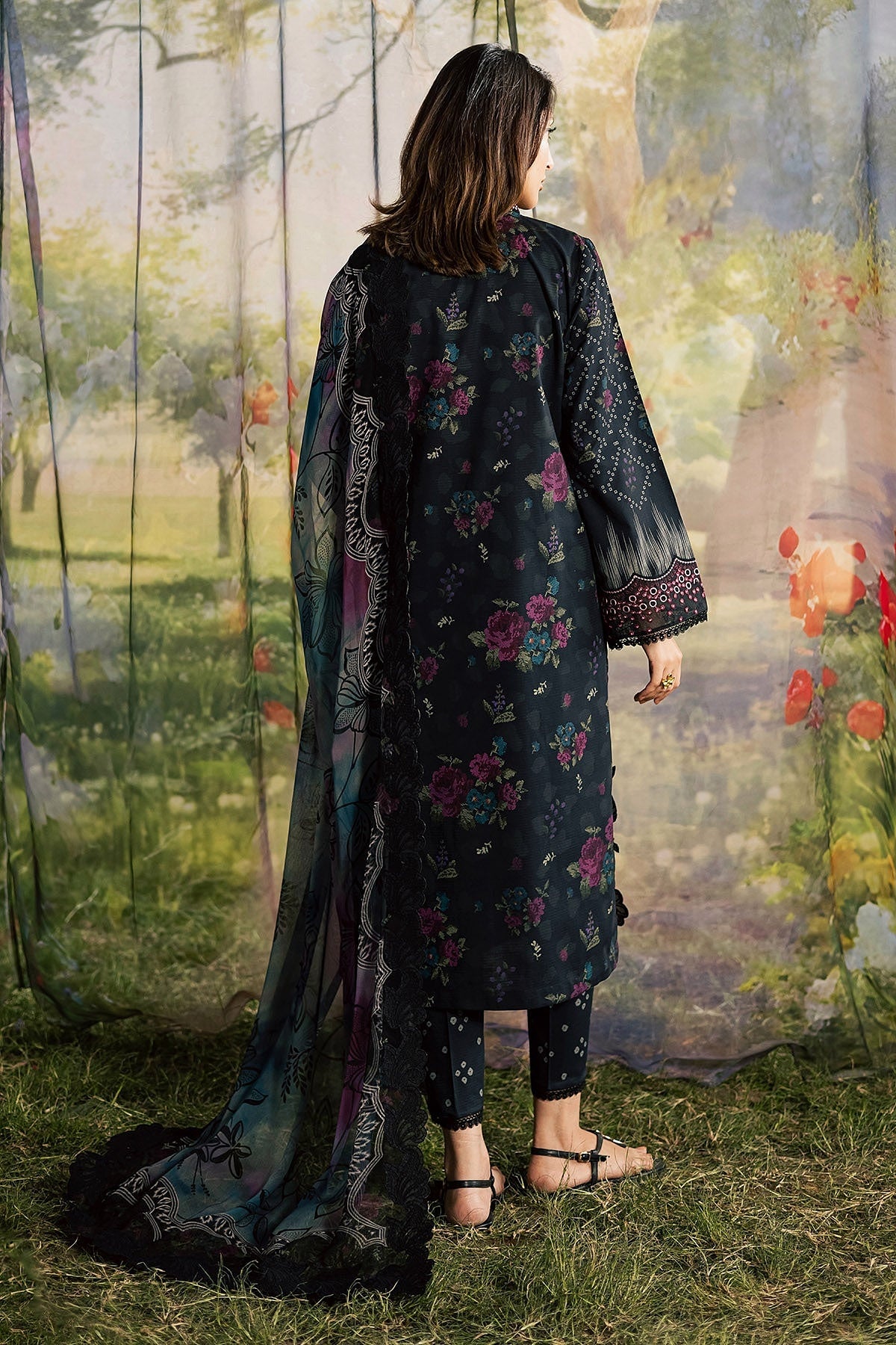[ SUIT F ] - NUREH BLOOM LAWN EMBROIDERED AND PRINTED DORIYA COLLECTION 2026