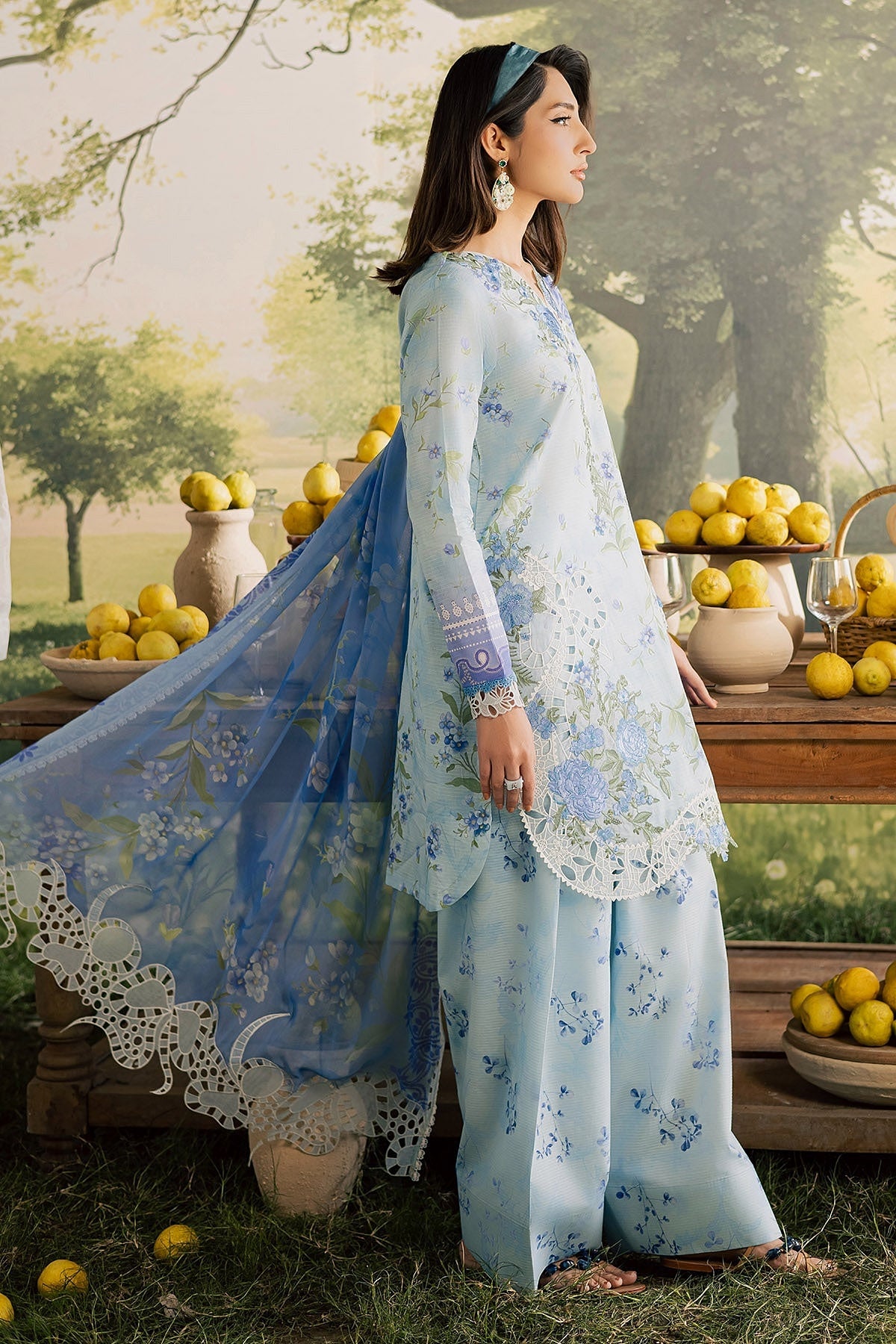 [ SUIT B ] - NUREH BLOOM LAWN EMBROIDERED AND PRINTED DORIYA COLLECTION 2026