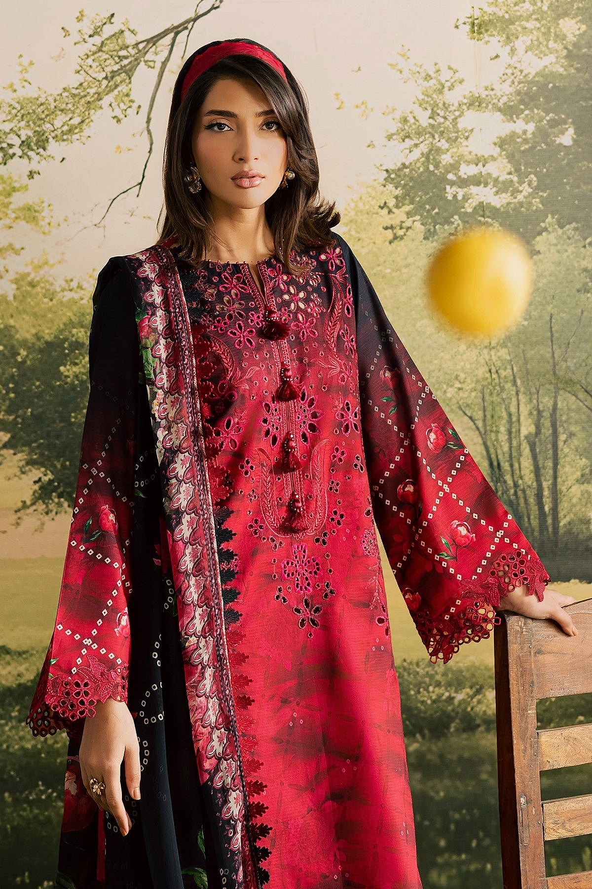 [ SUIT C ] - NUREH BLOOM LAWN EMBROIDERED AND PRINTED DORIYA COLLECTION 2026