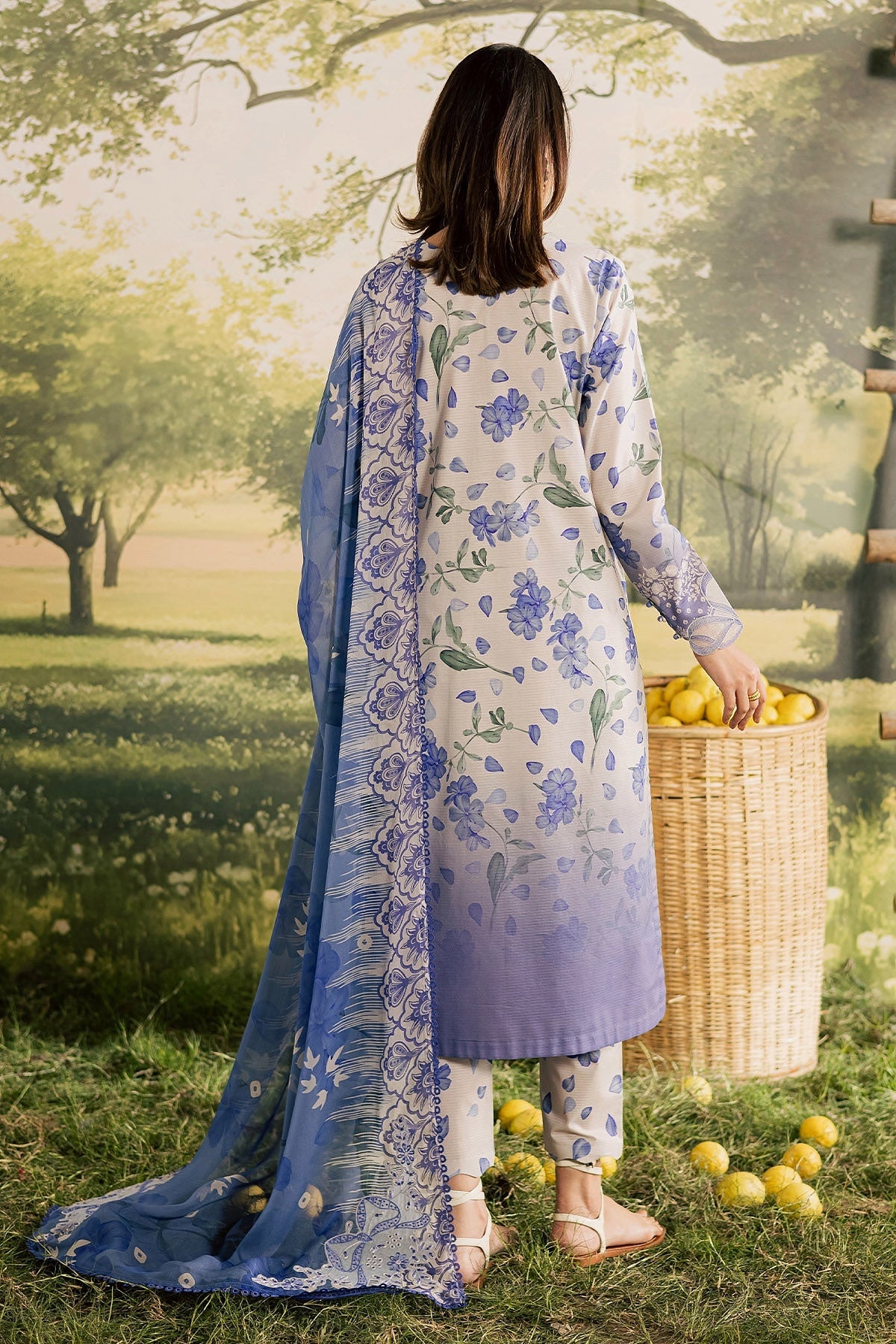 [ SUIT D ] - NUREH BLOOM LAWN EMBROIDERED AND PRINTED DORIYA COLLECTION 2026
