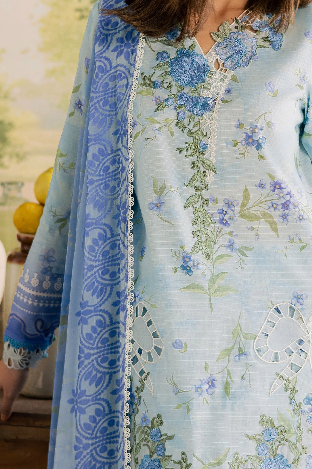 [ SUIT B ] - NUREH BLOOM LAWN EMBROIDERED AND PRINTED DORIYA COLLECTION 2026