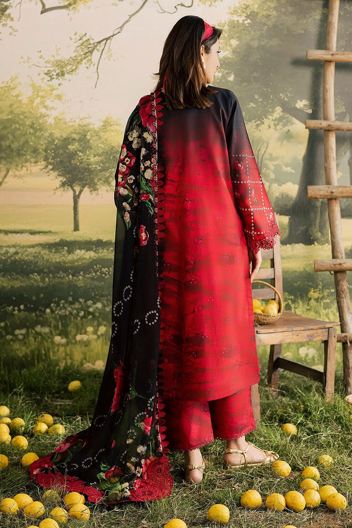 [ SUIT C ] - NUREH BLOOM LAWN EMBROIDERED AND PRINTED DORIYA COLLECTION 2026