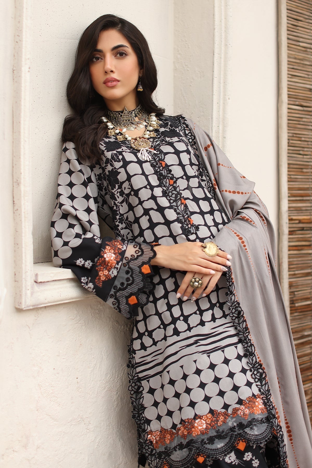 CHARIZMA COMBINATION LINEN EMBROIDERED SHAWL SUIT COLLECTION VOL 2 2024 💎