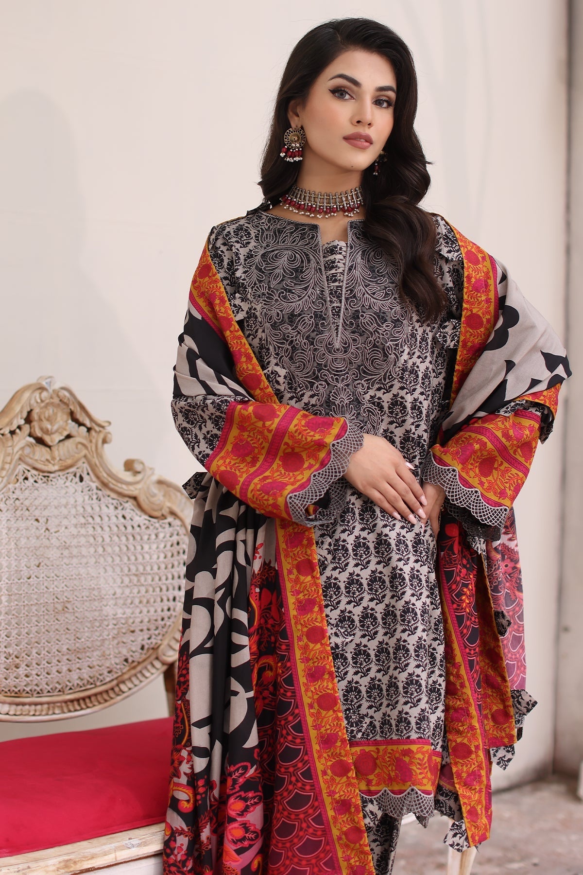 CHARIZMA COMBINATION LINEN EMBROIDERED SHAWL SUIT COLLECTION VOL 2 2024 🌸🌸🌸