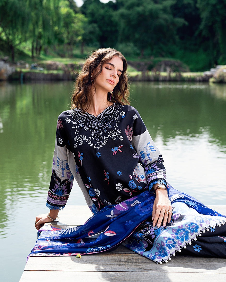 ROHEENAZ GARDEN VEIL PRINTED EMBROIDERED LAWN 2025