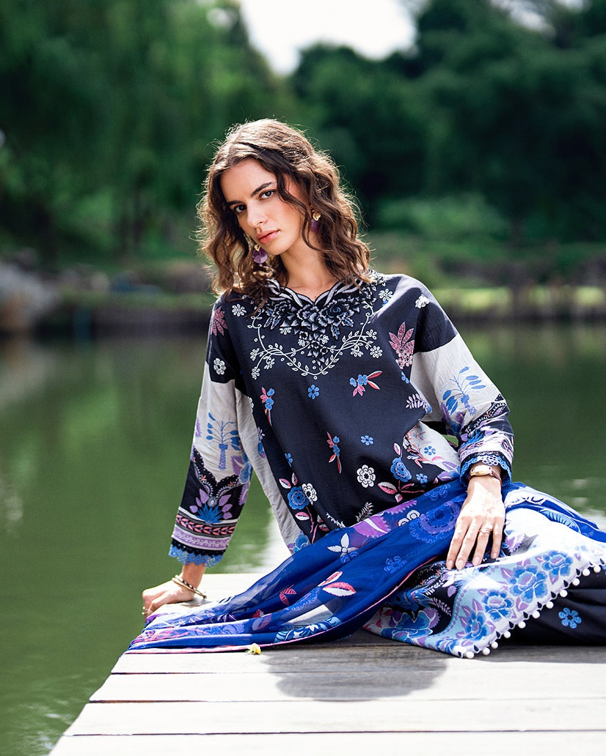 ROHEENAZ GARDEN VEIL PRINTED EMBROIDERED LAWN 2025