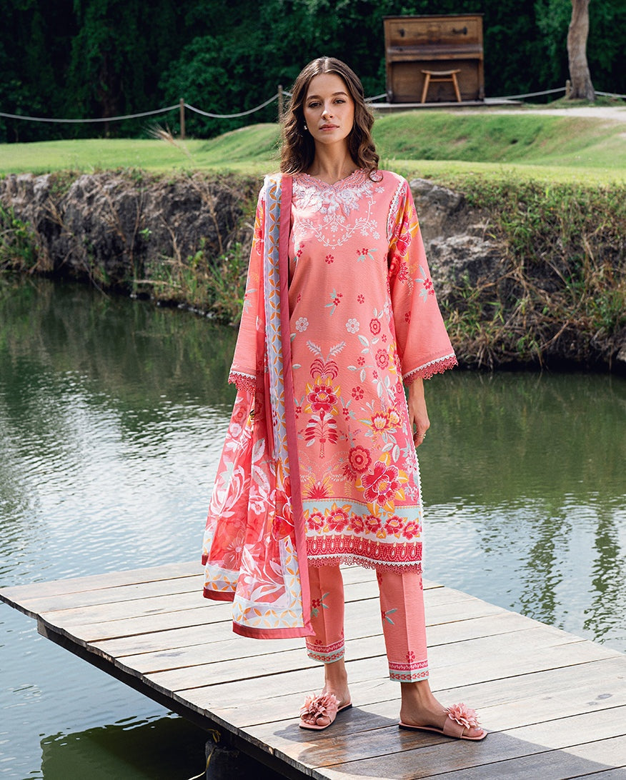 ROHEENAZ GARDEN VEIL PRINTED EMBROIDERED LAWN 2025