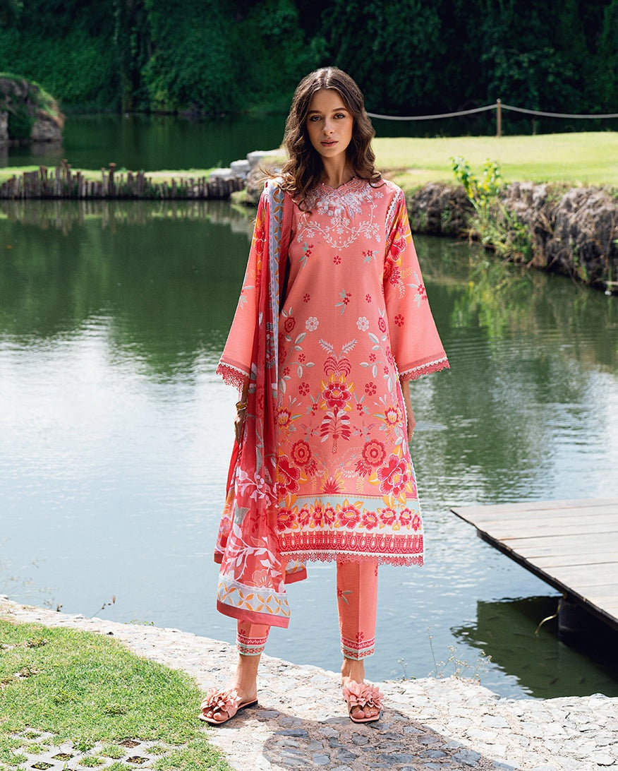 ROHEENAZ GARDEN VEIL PRINTED EMBROIDERED LAWN 2025