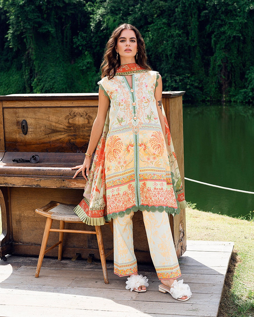 ROHEENAZ GARDEN VEIL PRINTED EMBROIDERED LAWN 2025