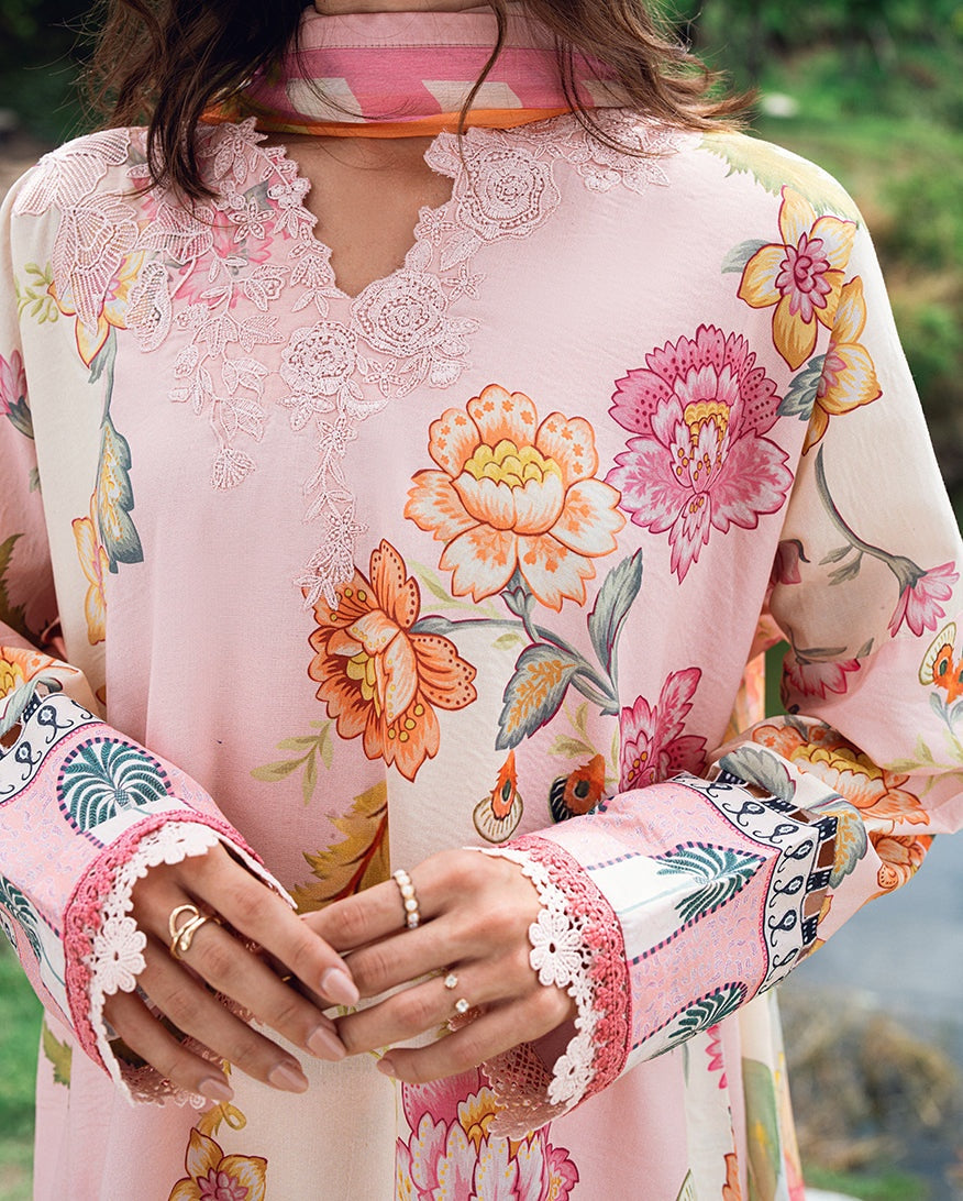 ROHEENAZ GARDEN VEIL PRINTED EMBROIDERED LAWN 2025