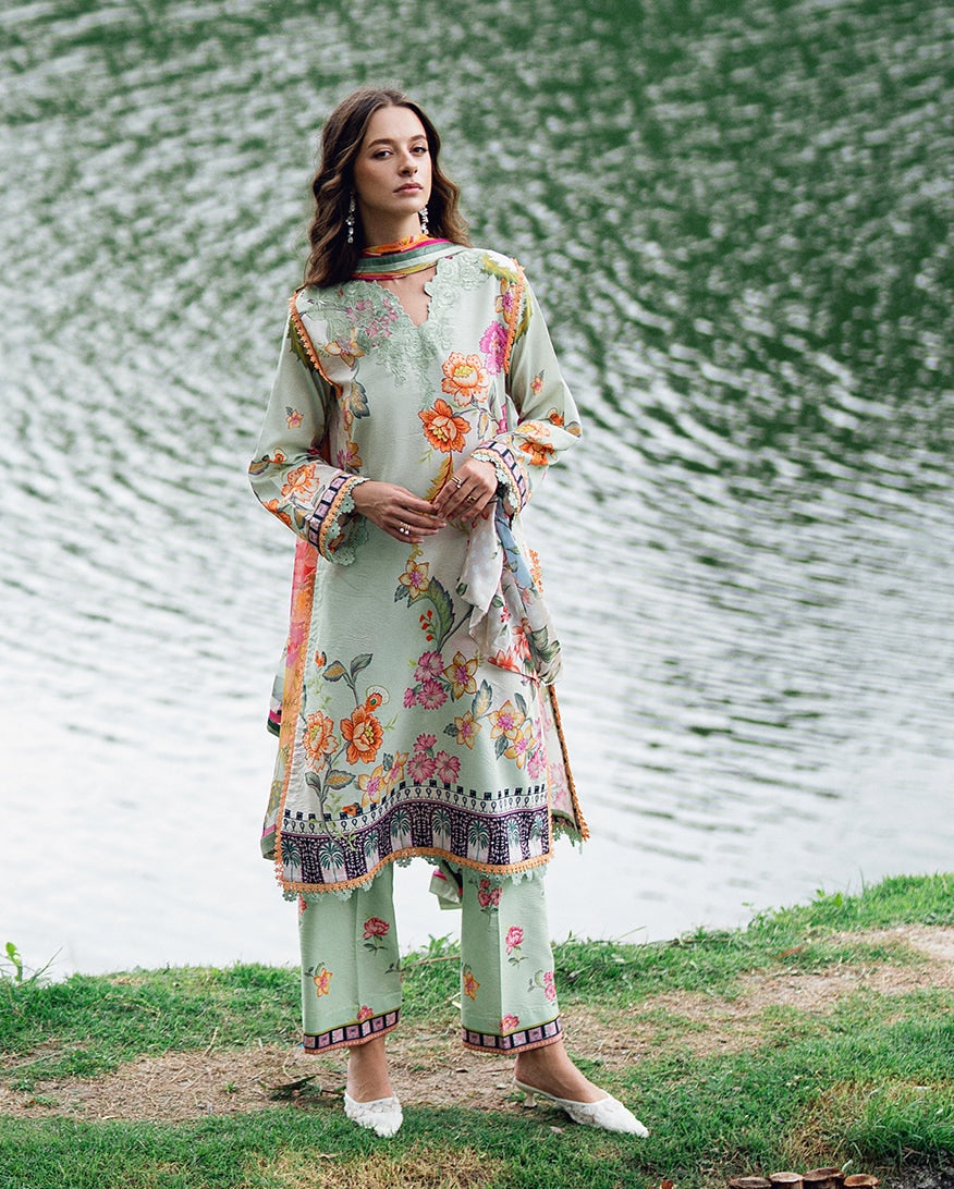 ROHEENAZ GARDEN VEIL PRINTED EMBROIDERED LAWN 2025