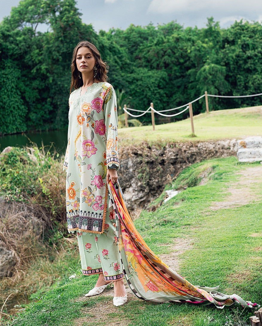 ROHEENAZ GARDEN VEIL PRINTED EMBROIDERED LAWN 2025