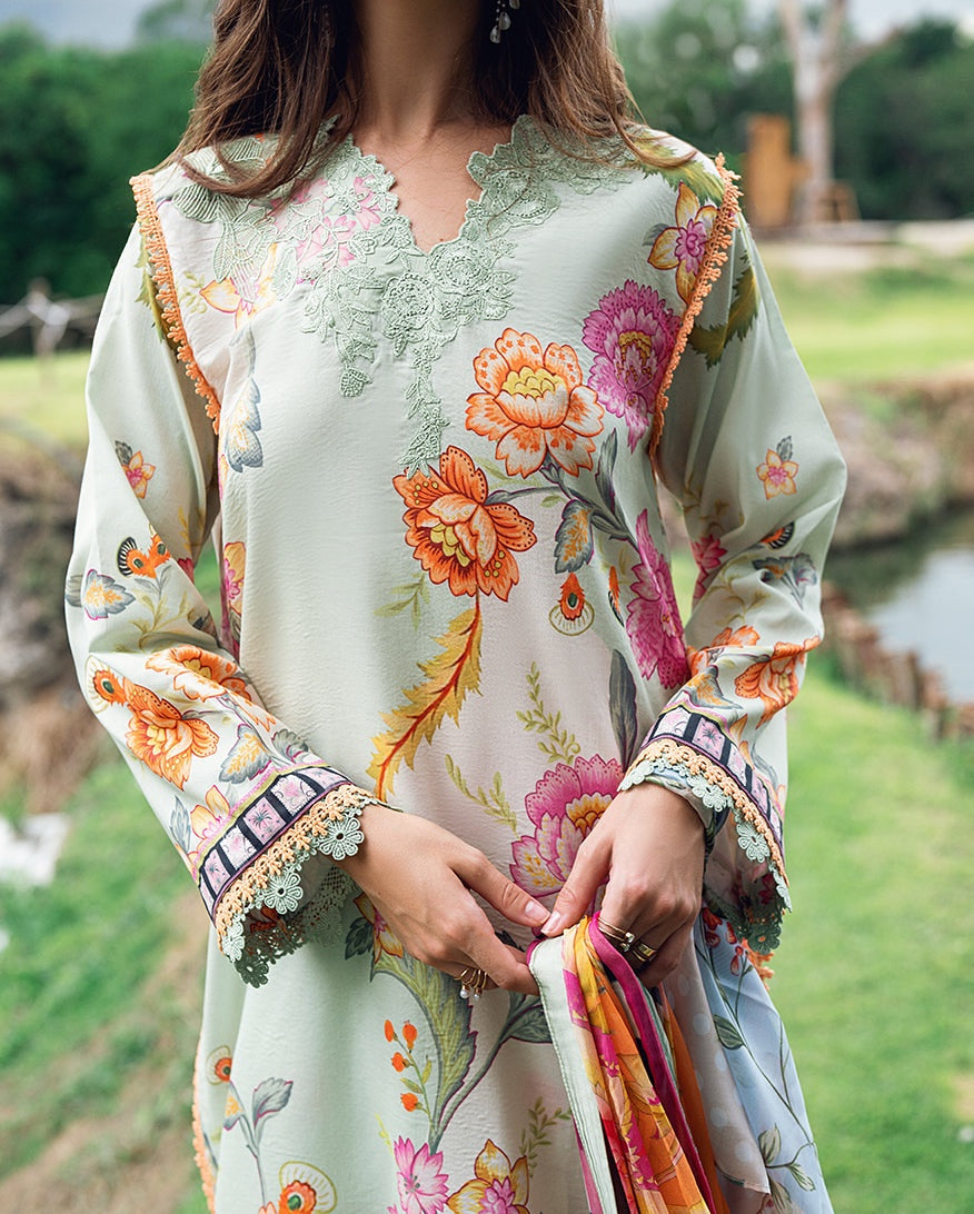 ROHEENAZ GARDEN VEIL PRINTED EMBROIDERED LAWN 2025