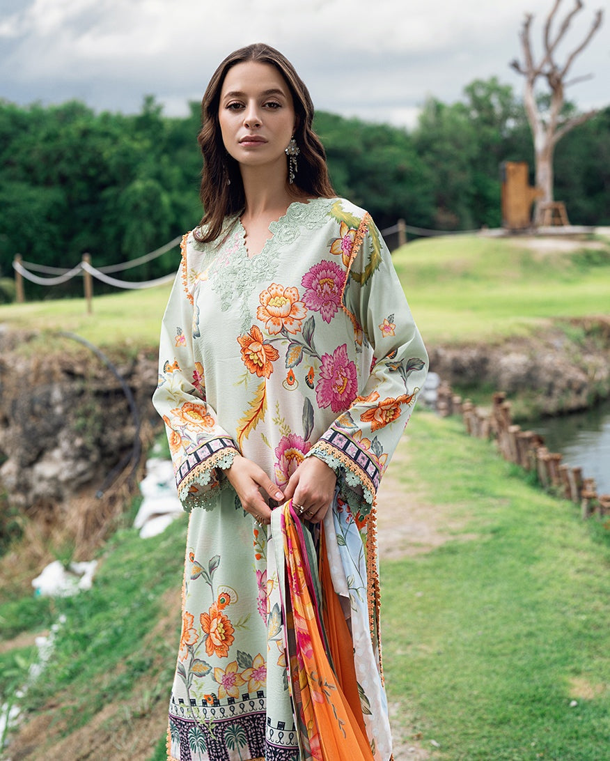 ROHEENAZ GARDEN VEIL PRINTED EMBROIDERED LAWN 2025