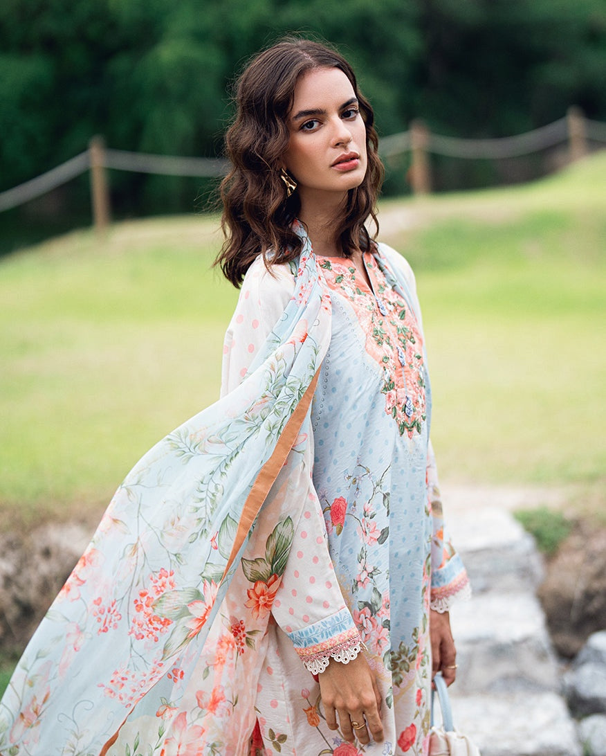 ROHEENAZ GARDEN VEIL PRINTED EMBROIDERED LAWN 2025