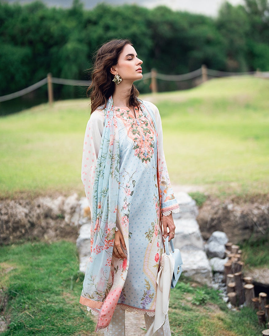 ROHEENAZ GARDEN VEIL PRINTED EMBROIDERED LAWN 2025