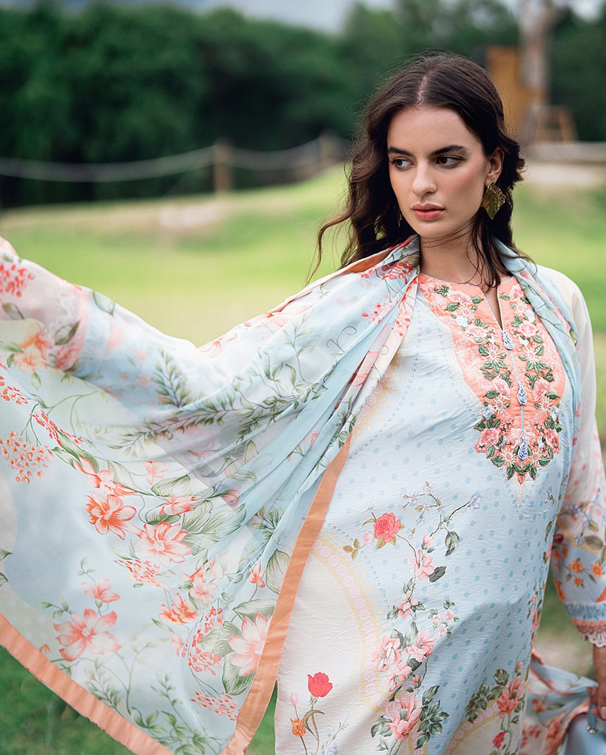 ROHEENAZ GARDEN VEIL PRINTED EMBROIDERED LAWN 2025