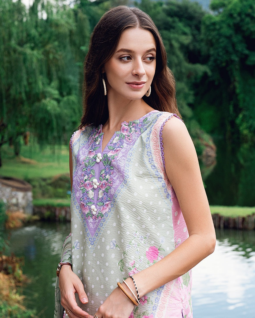 ROHEENAZ GARDEN VEIL PRINTED EMBROIDERED LAWN 2025