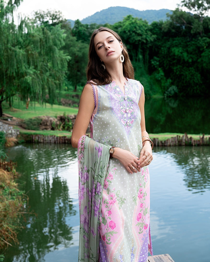 ROHEENAZ GARDEN VEIL PRINTED EMBROIDERED LAWN 2025