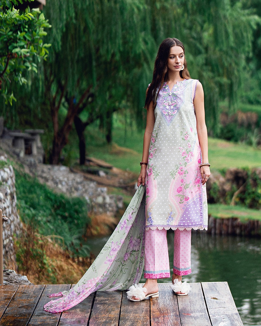 ROHEENAZ GARDEN VEIL PRINTED EMBROIDERED LAWN 2025