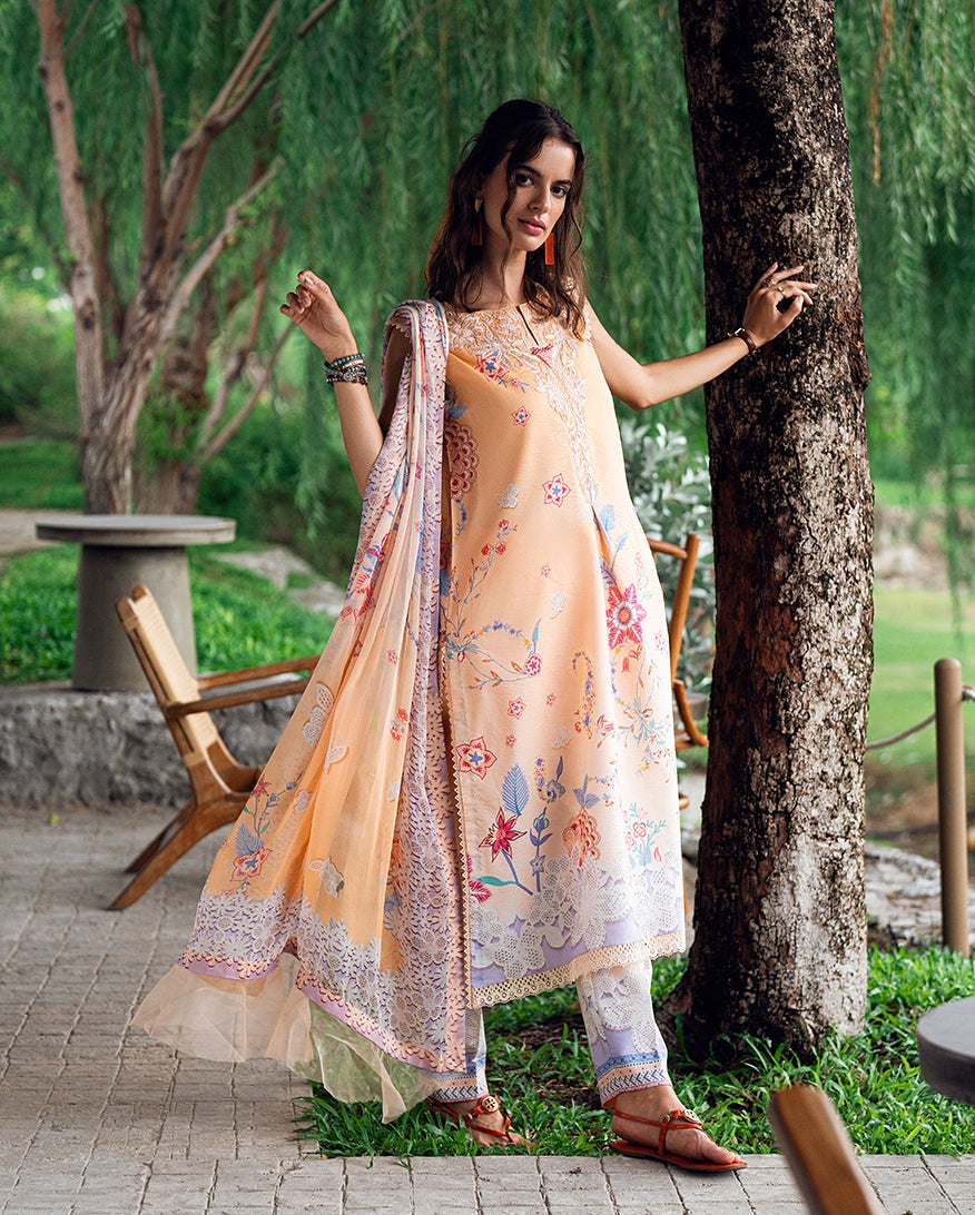 ROHEENAZ GARDEN VEIL PRINTED EMBROIDERED LAWN 2025
