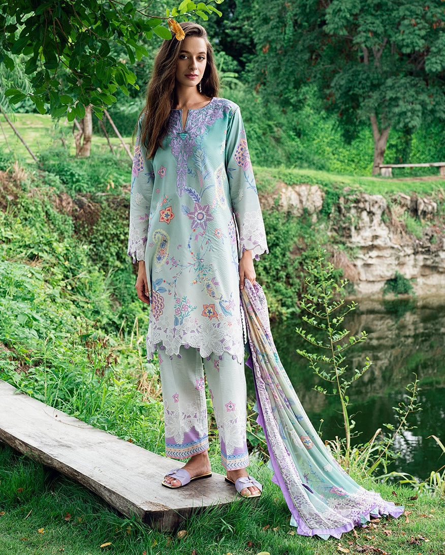 ROHEENAZ GARDEN VEIL PRINTED EMBROIDERED LAWN 2025
