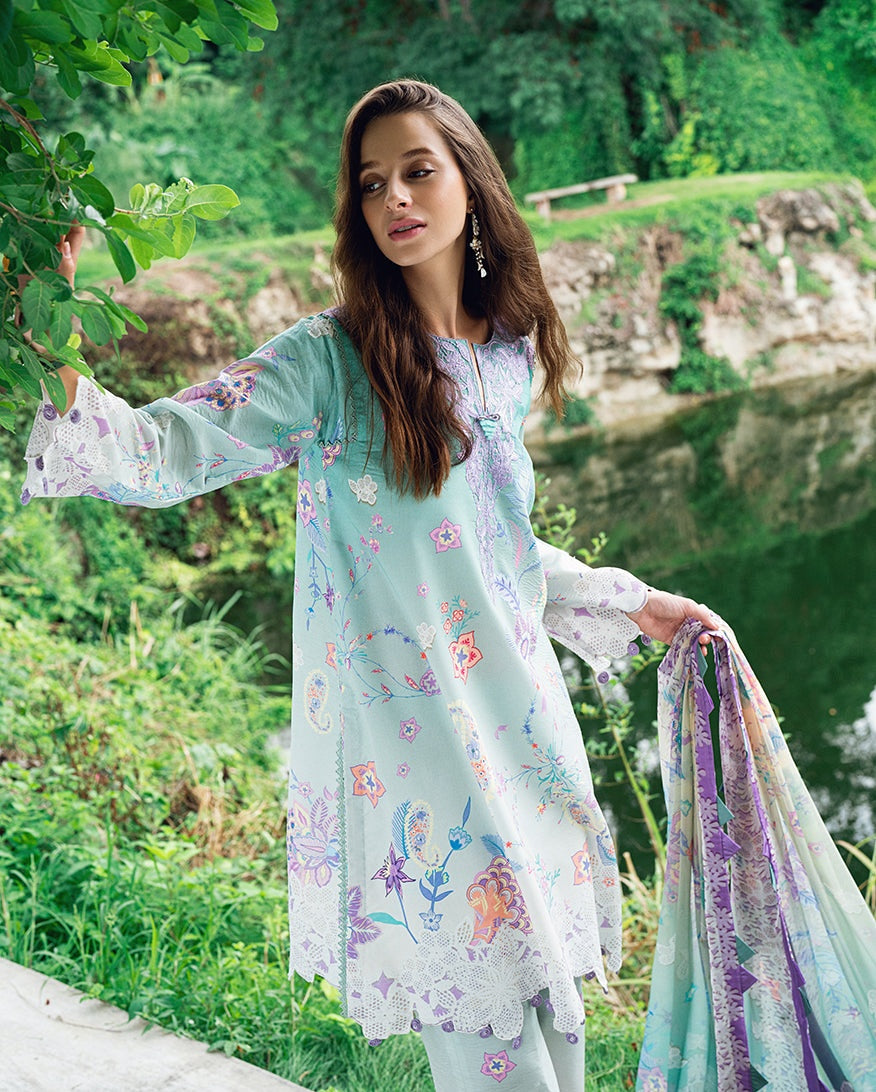 ROHEENAZ GARDEN VEIL PRINTED EMBROIDERED LAWN 2025