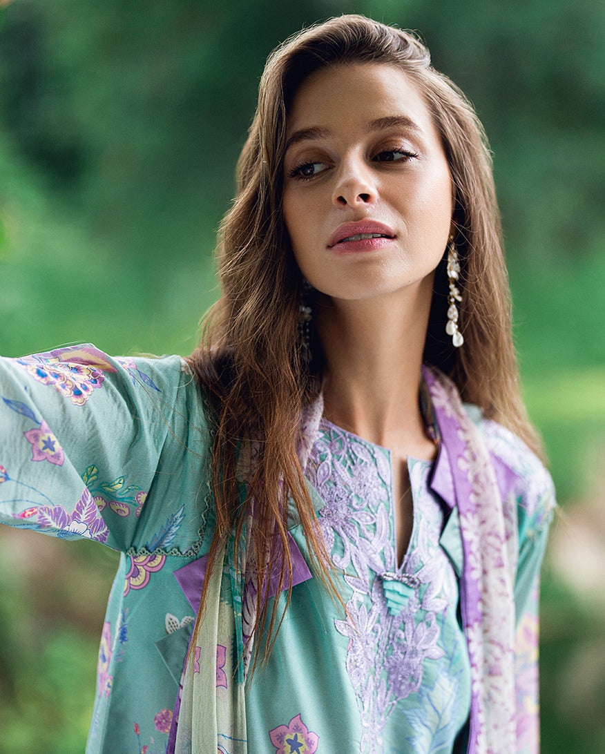 ROHEENAZ GARDEN VEIL PRINTED EMBROIDERED LAWN 2025