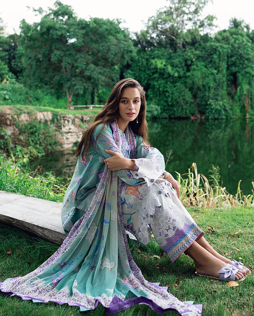 ROHEENAZ GARDEN VEIL PRINTED EMBROIDERED LAWN 2025