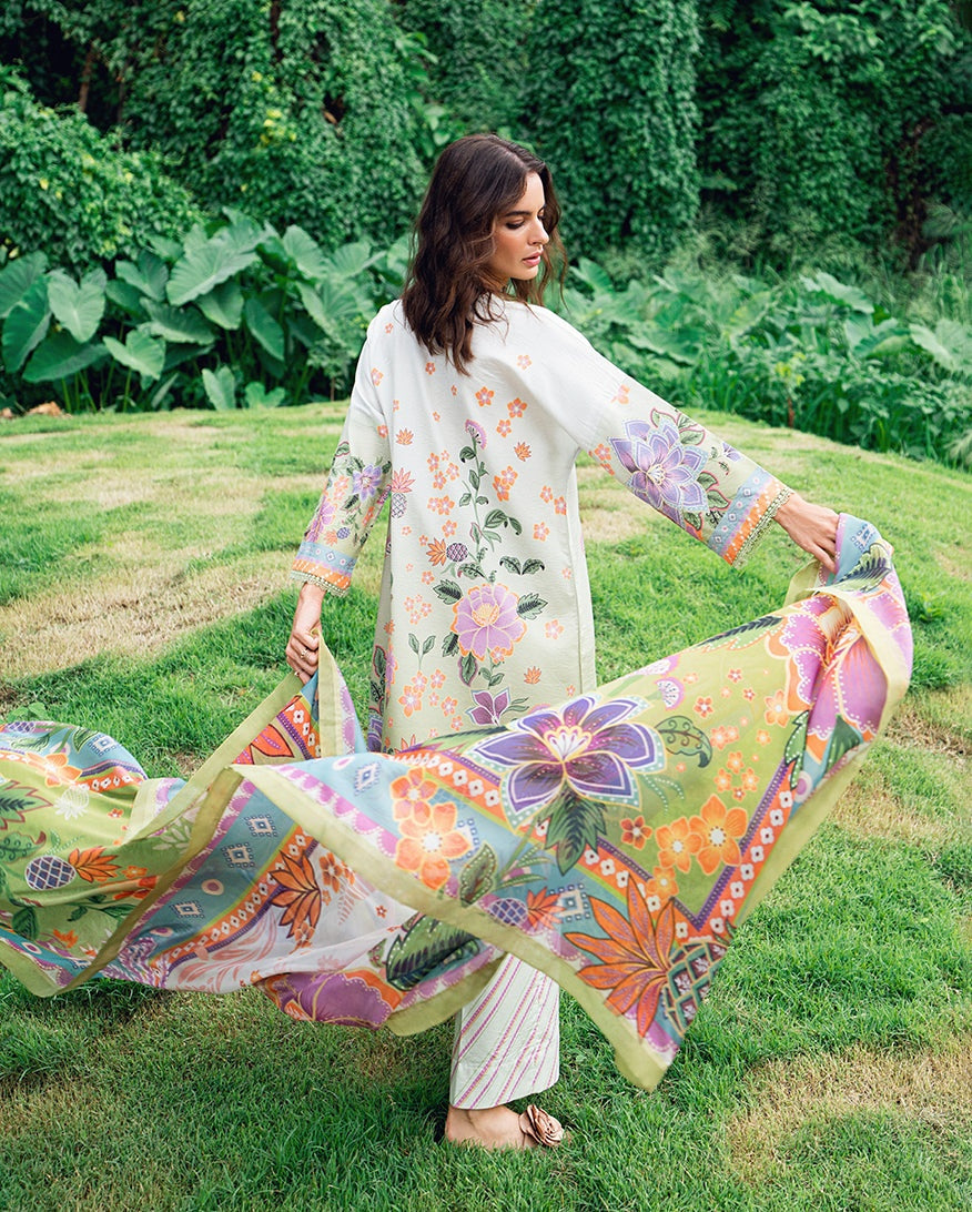 ROHEENAZ GARDEN VEIL PRINTED EMBROIDERED LAWN 2025