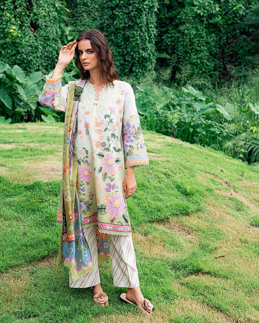 ROHEENAZ GARDEN VEIL PRINTED EMBROIDERED LAWN 2025