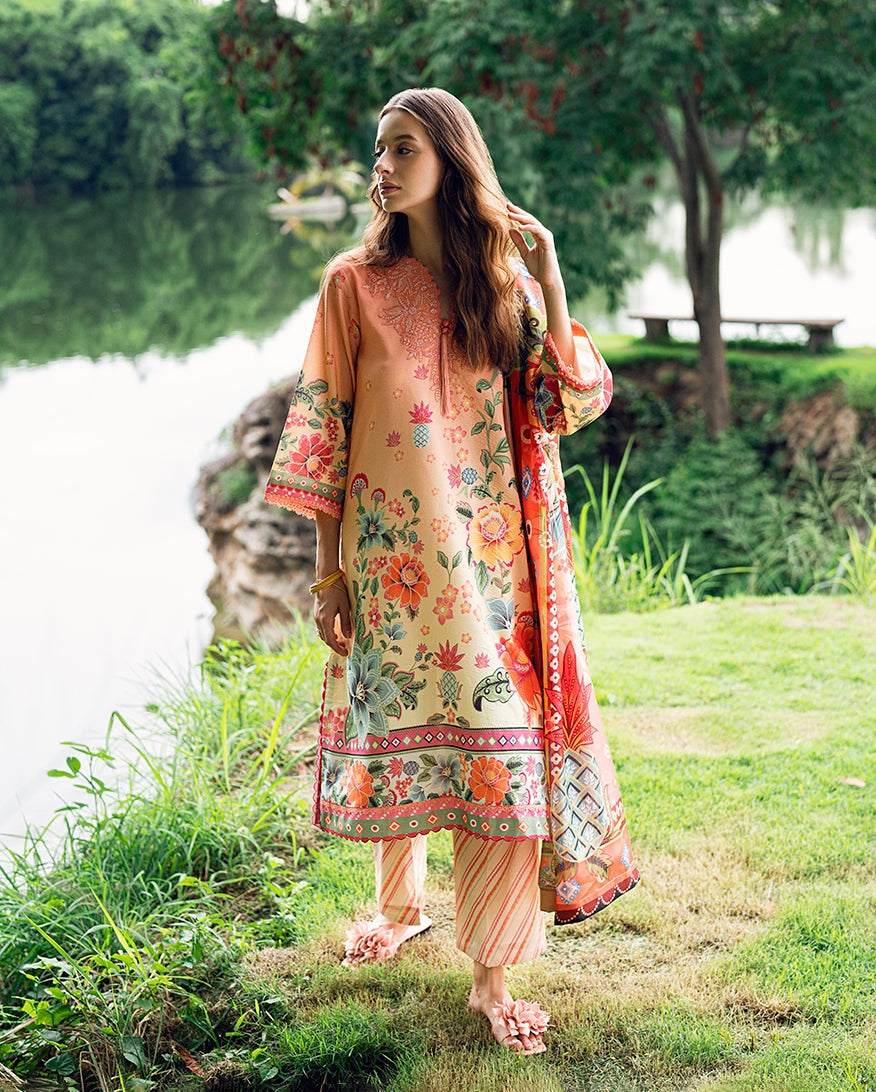 ROHEENAZ GARDEN VEIL PRINTED EMBROIDERED LAWN 2025